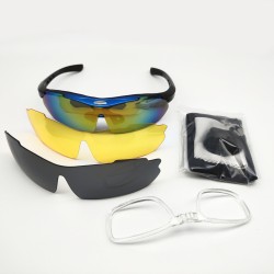 Medium Blue Frame  Cycling Glasses Sports Goggles Detachable Lenses