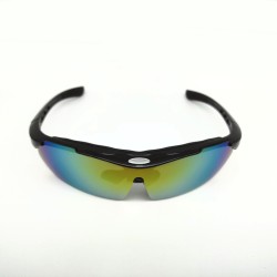 Bright Black Frame Cycling Glasses Sports Goggles Detachable Lenses