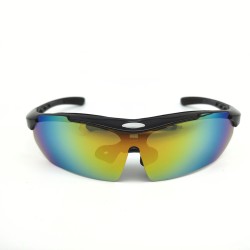 Bright Black Frame Cycling Glasses Sports Goggles Detachable Lenses